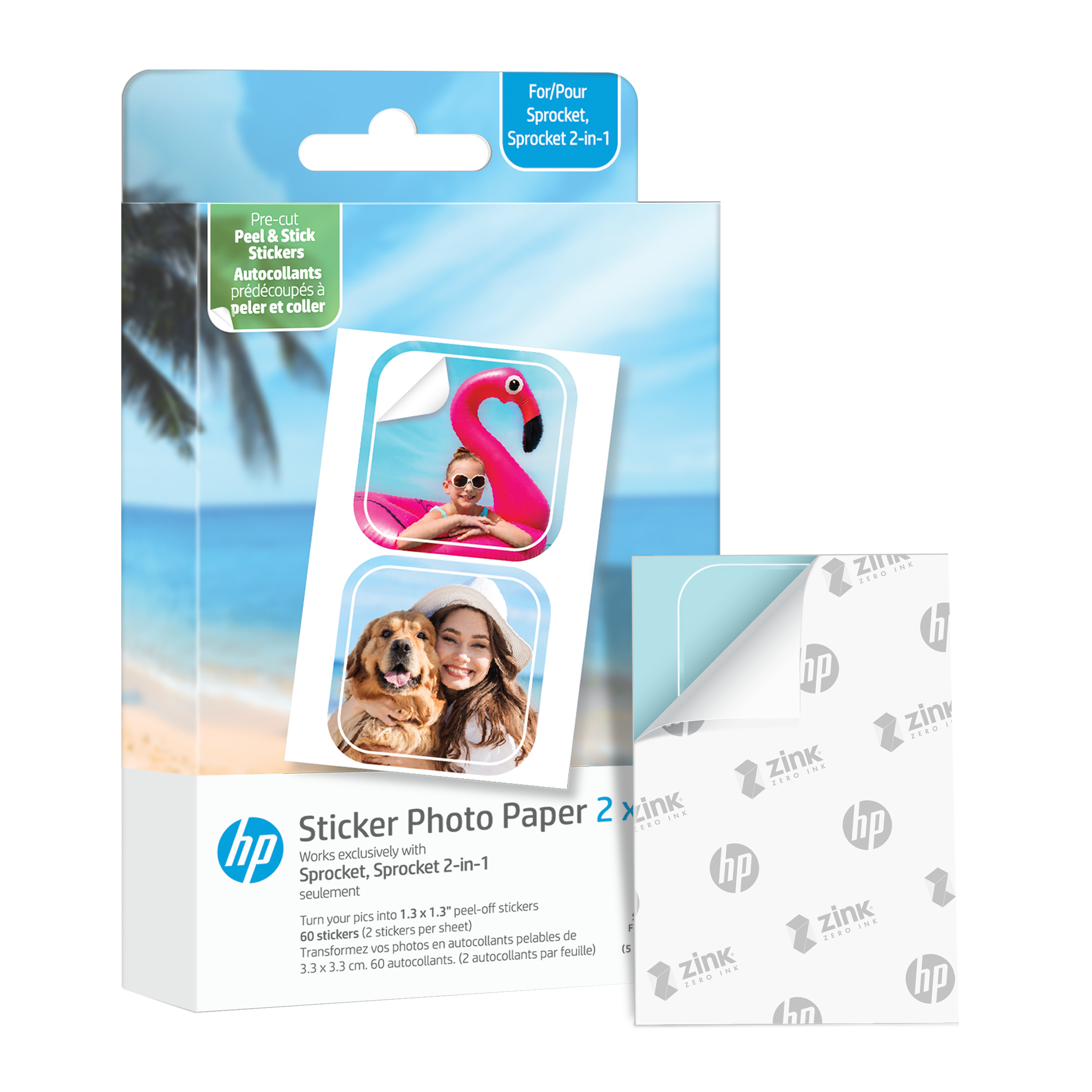 HP Sprocket 2x3” Premium Zink Pre-Cut Sticker Photo Paper (30 Sheets)