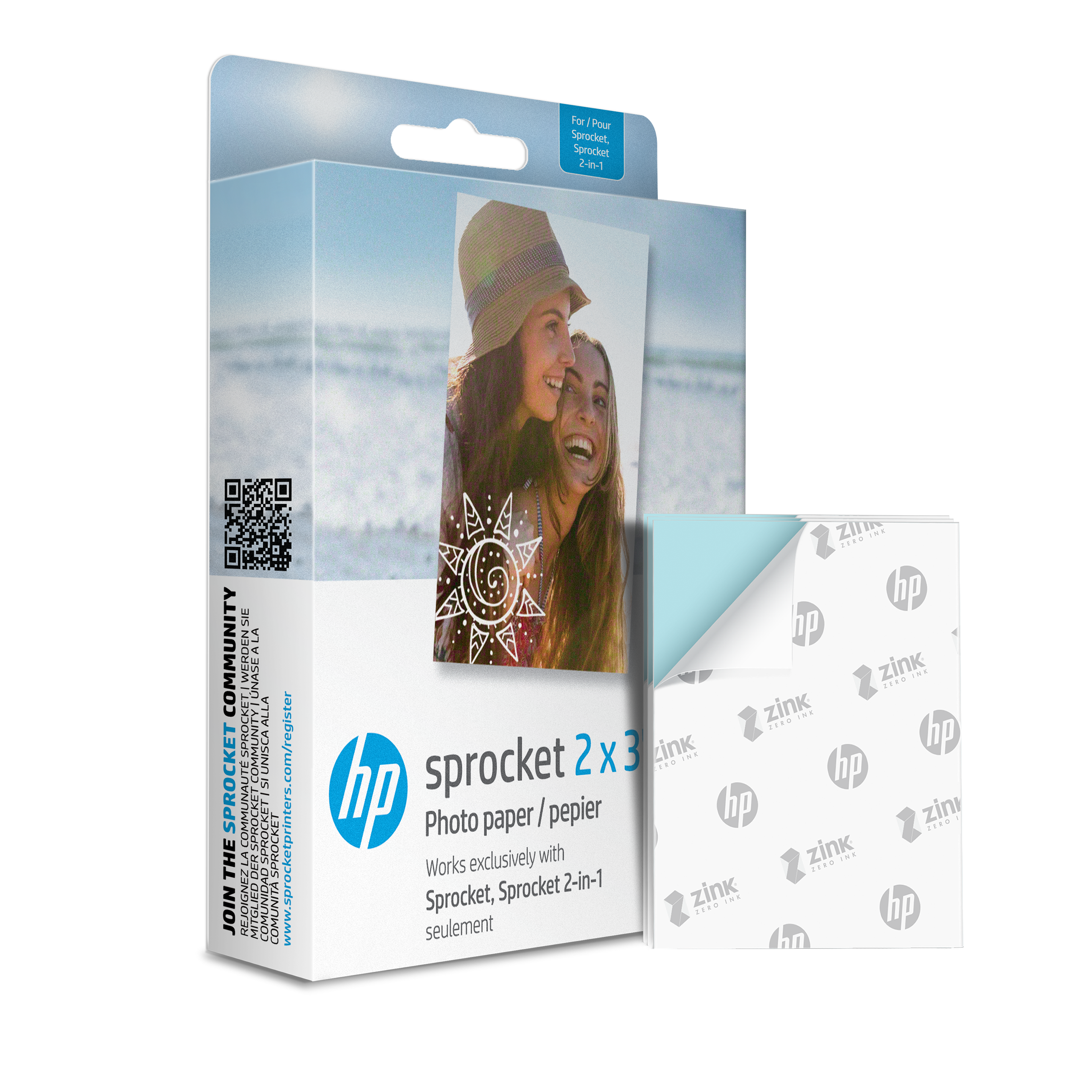 HP Sprocket 2” x 3” Premium Zink Sticky-Back Photo Paper (100 Sheets)