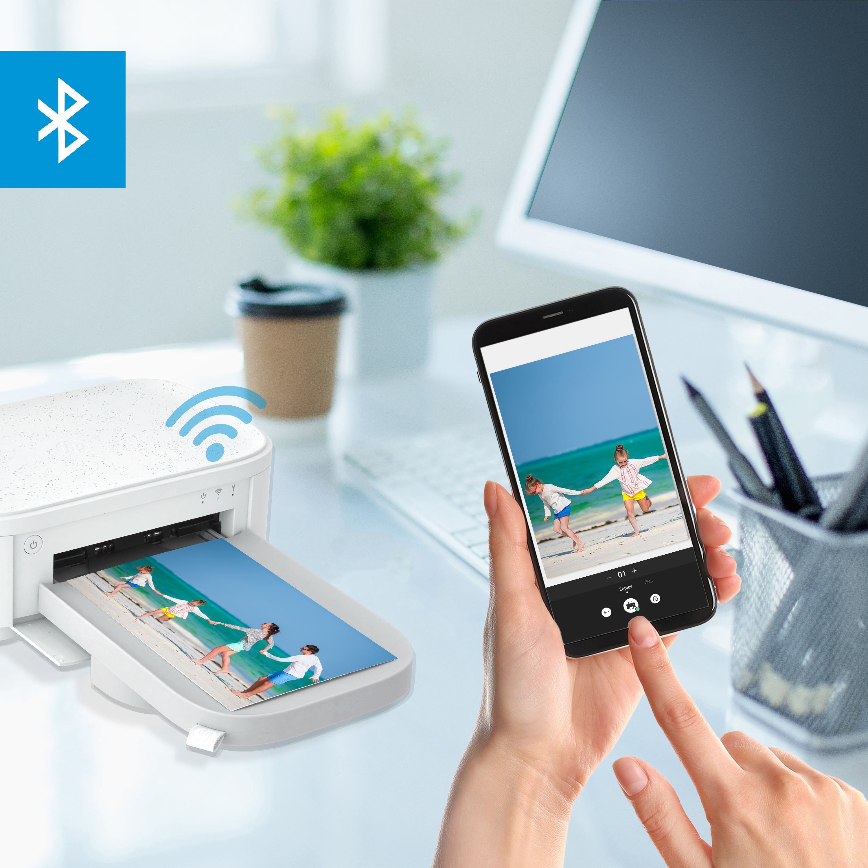 HP Sprocket Studio Plus Printer – Wirelessly Print Out Sticky-Backed 4
