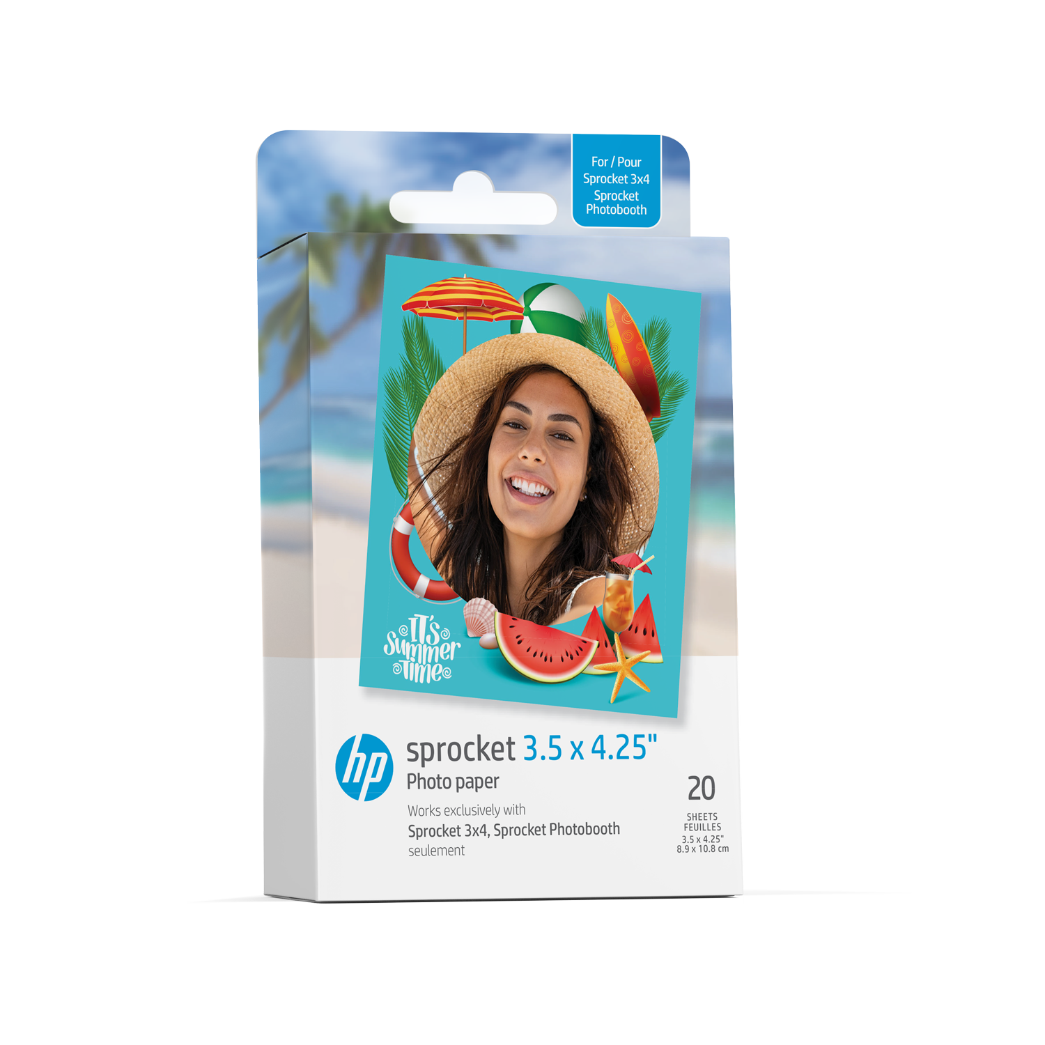 HP Sprocket 3.5 x 4.25” Zink Sticky-backed Photo Paper (20 Pack) Compatible with HP Sprocket 3x4 Photo Printer