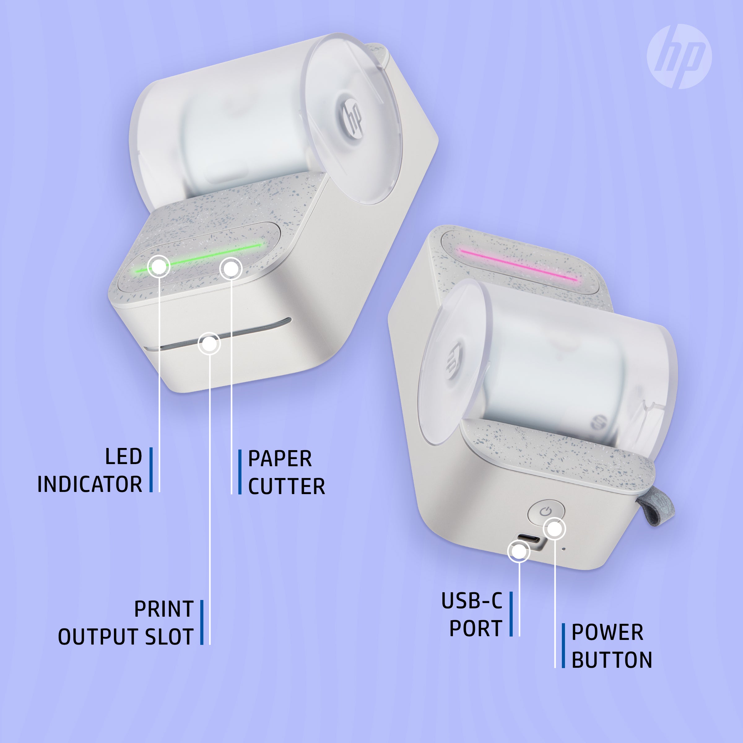 HP Sprocket Panorama Instant Portable Color Label & Photo Printer (Grey) Starter Bundle