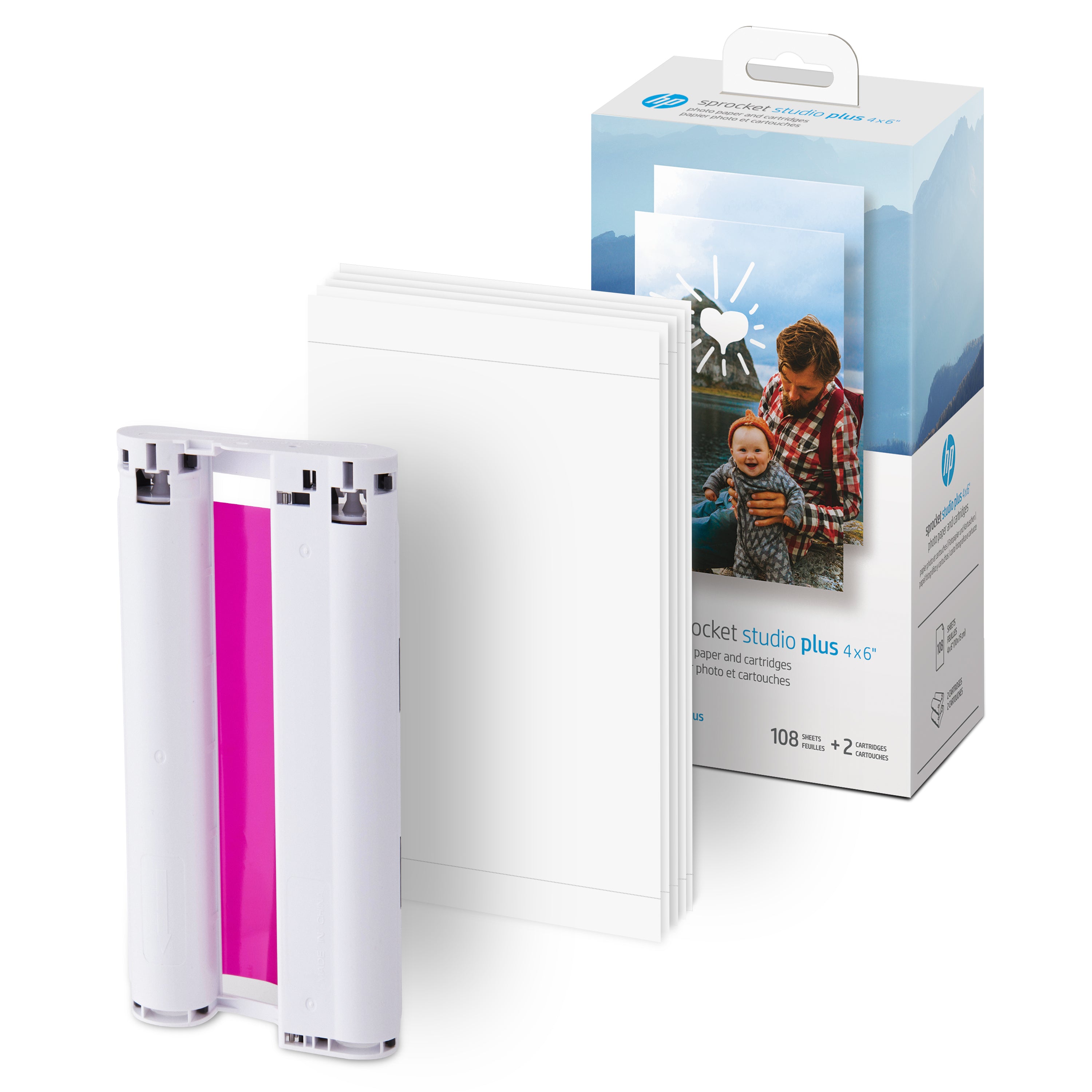 HP Sprocket Studio Plus 4 x 6” Photo Paper and Cartridges (Includes 324 Sheets and 6 Cartridges)