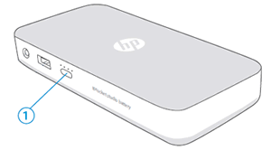 Location of the Charge Status button on the HP Sprocket Studio battery